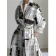 Long Sleeves Loose Letter Print Lapel Collar Midi Dresses Long Sleeves Loose Letter Print Lapel Collar Midi Dresses