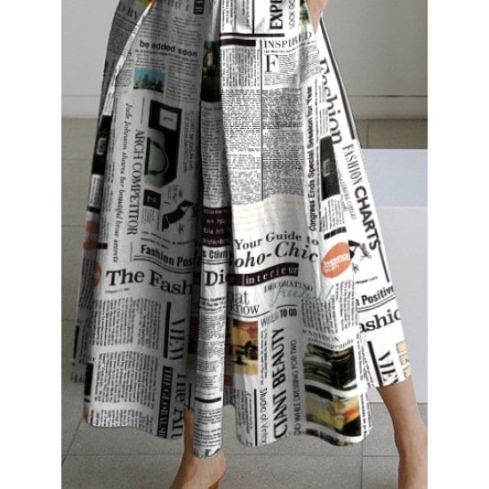 Long Sleeves Loose Letter Print Lapel Collar Midi Dresses Long Sleeves Loose Letter Print Lapel Collar Midi Dresses