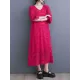 Jacquard Bishop Sleeve Long Sleeves V-Neck Midi Dresses Jacquard Bishop Sleeve Long Sleeves V-Neck Midi Dresses