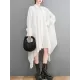 Asymmetric Buttoned Pockets Solid Color A-Line High-Low Lapel Shirt Dress Midi Dresses Asymmetric Buttoned Pockets Solid Color A-Line High-Low Lapel Shirt Dress Midi Dresses