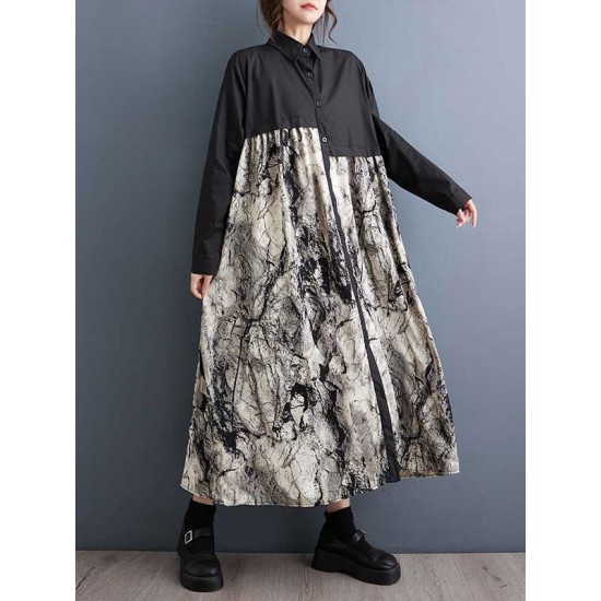 Asymmetric Buttoned Printed Split-Joint A-Line Long Sleeves Lapel Shirt Dress Midi Dresses Asymmetric Buttoned Printed Split-Joint A-Line Long Sleeves Lapel Shirt Dress Midi Dresses