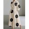 Long Sleeves Loose Contrast Color Floral Printed Pleated Tied Waist Lapel Shirt Dress