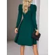 Pleated Solid Color Split-Joint Puff Sleeves Skinny V-Neck Midi Dresses Pleated Solid Color Split-Joint Puff Sleeves Skinny V-Neck Midi Dresses