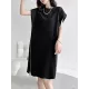 Loose Short Sleeves Asymmetric Zipper Round-Neck Dresses Midi Dresses Loose Short Sleeves Asymmetric Zipper Round-Neck Dresses Midi Dresses