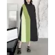 Long Sleeves Loose Asymmetric Buttoned Contrast Color Split-Joint Lapel Midi Dresses Shirt Dress Long Sleeves Loose Asymmetric Buttoned Contrast Color Split-Joint Lapel Midi Dresses Shirt Dress