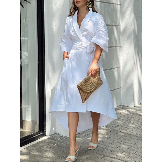 High-Low Loose Solid Color V-Neck Maxi Dresses Midi Dresses High-Low Loose Solid Color V-Neck Maxi Dresses Midi Dresses