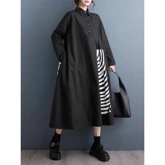 Asymmetric Buttoned Pleated Printed Split-Joint A-Line Long Sleeves Lapel Shirt Dress Midi Dresses Asymmetric Buttoned Pleated Printed Split-Joint A-Line Long Sleeves Lapel Shirt Dress Midi Dresses