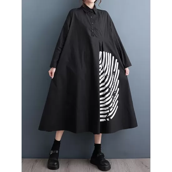 Asymmetric Buttoned Pleated Printed Split-Joint A-Line Long Sleeves Lapel Shirt Dress Midi Dresses Asymmetric Buttoned Pleated Printed Split-Joint A-Line Long Sleeves Lapel Shirt Dress Midi Dresses
