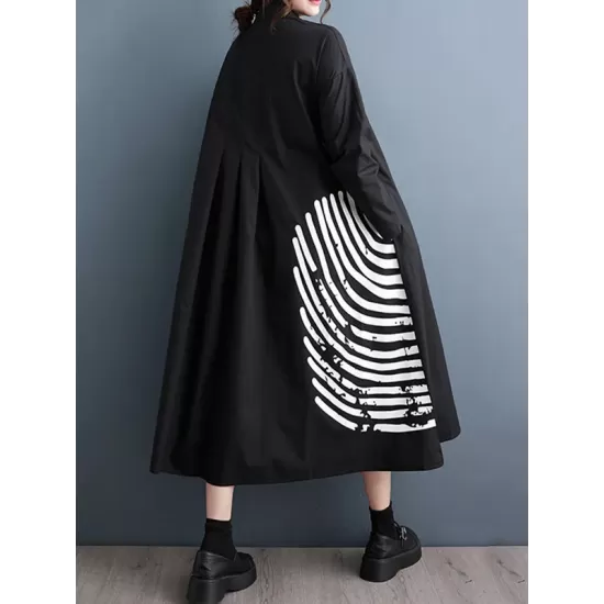 Asymmetric Buttoned Pleated Printed Split-Joint A-Line Long Sleeves Lapel Shirt Dress Midi Dresses Asymmetric Buttoned Pleated Printed Split-Joint A-Line Long Sleeves Lapel Shirt Dress Midi Dresses