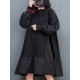 Pleated Solid Color Split-Joint Loose Puff Sleeves Round-neck Midi Dresses Pleated Solid Color Split-Joint Loose Puff Sleeves Round-neck Midi Dresses