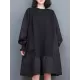 Pleated Solid Color Split-Joint Loose Puff Sleeves Round-neck Midi Dresses Pleated Solid Color Split-Joint Loose Puff Sleeves Round-neck Midi Dresses