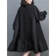 Pleated Solid Color Split-Joint Loose Puff Sleeves Round-neck Midi Dresses Pleated Solid Color Split-Joint Loose Puff Sleeves Round-neck Midi Dresses