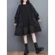 Pleated Solid Color Split-Joint Loose Puff Sleeves Round-neck Midi Dresses Pleated Solid Color Split-Joint Loose Puff Sleeves Round-neck Midi Dresses