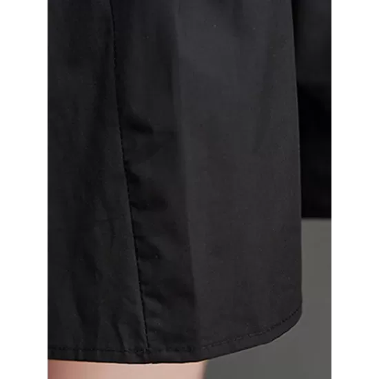Pleated Solid Color Split-Joint Loose Puff Sleeves Round-neck Midi Dresses Pleated Solid Color Split-Joint Loose Puff Sleeves Round-neck Midi Dresses