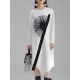 Asymmetric Three-Dimensional Flower High-Low Long Sleeves Round-Neck Midi Dresses Asymmetric Three-Dimensional Flower High-Low Long Sleeves Round-Neck Midi Dresses