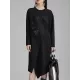 Asymmetric Three-Dimensional Flower High-Low Long Sleeves Round-Neck Midi Dresses Asymmetric Three-Dimensional Flower High-Low Long Sleeves Round-Neck Midi Dresses