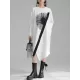 Asymmetric Three-Dimensional Flower High-Low Long Sleeves Round-Neck Midi Dresses Asymmetric Three-Dimensional Flower High-Low Long Sleeves Round-Neck Midi Dresses