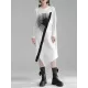 Asymmetric Three-Dimensional Flower High-Low Long Sleeves Round-Neck Midi Dresses Asymmetric Three-Dimensional Flower High-Low Long Sleeves Round-Neck Midi Dresses