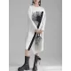 Asymmetric Three-Dimensional Flower High-Low Long Sleeves Round-Neck Midi Dresses Asymmetric Three-Dimensional Flower High-Low Long Sleeves Round-Neck Midi Dresses