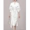 See-Through Split-Joint Split-Side Tied Waist Long Sleeves Loose V-Neck Shirt Dress Midi Dresses