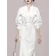 See-Through Split-Joint Split-Side Tied Waist Long Sleeves Loose V-Neck Shirt Dress Midi Dresses See-Through Split-Joint Split-Side Tied Waist Long Sleeves Loose V-Neck Shirt Dress Midi Dresses