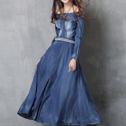 Off Shoulder Split-front Embroidered Midi Dresses