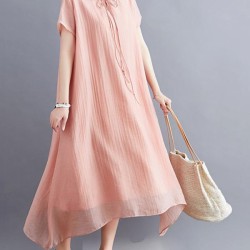 Original Solid Lapel Frenum Dress