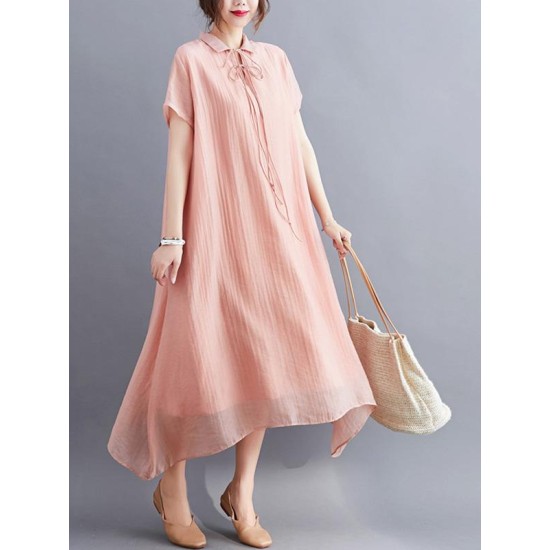 Original Solid Lapel Frenum Dress Original Solid Lapel Frenum Dress