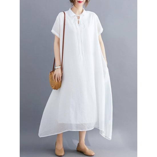 Original Solid Lapel Frenum Dress Original Solid Lapel Frenum Dress