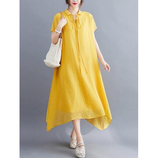 Original Solid Lapel Frenum Dress Original Solid Lapel Frenum Dress