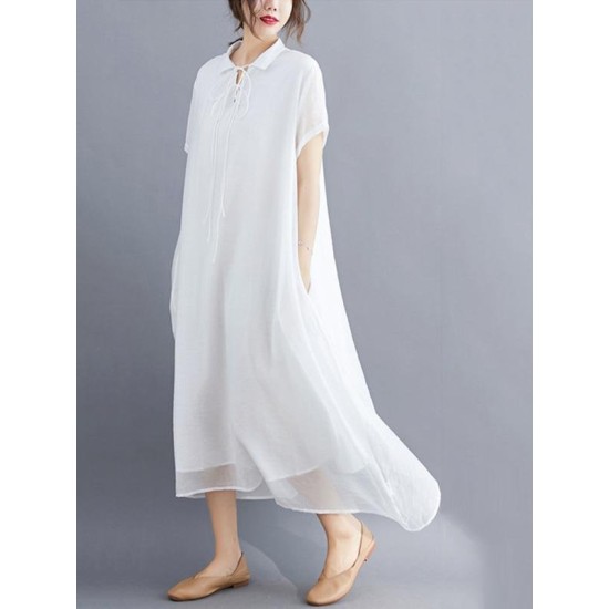 Original Solid Lapel Frenum Dress Original Solid Lapel Frenum Dress