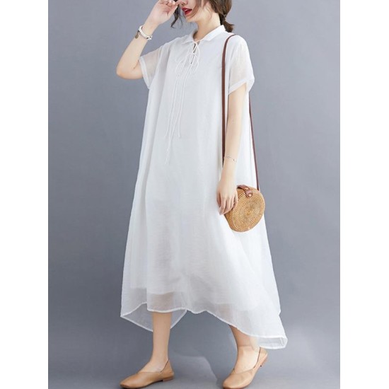 Original Solid Lapel Frenum Dress Original Solid Lapel Frenum Dress