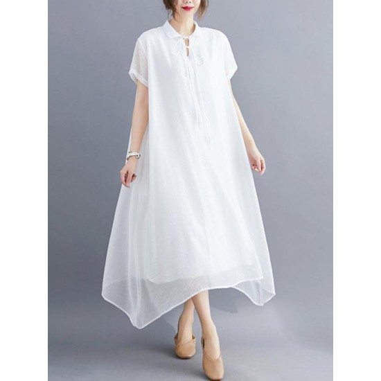 Original Solid Lapel Frenum Dress Original Solid Lapel Frenum Dress