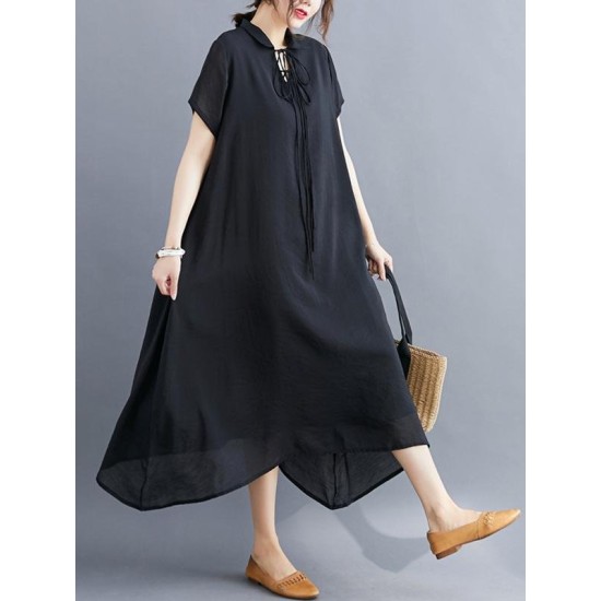 Original Solid Lapel Frenum Dress Original Solid Lapel Frenum Dress