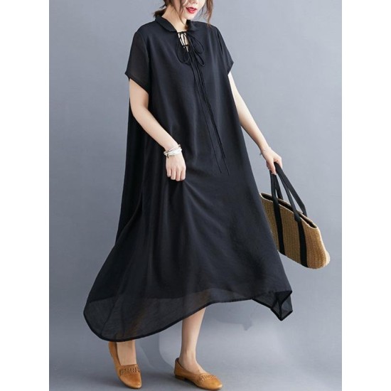 Original Solid Lapel Frenum Dress Original Solid Lapel Frenum Dress