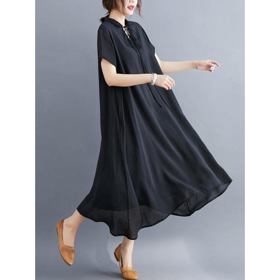 Original Solid Lapel Frenum Dress Original Solid Lapel Frenum Dress