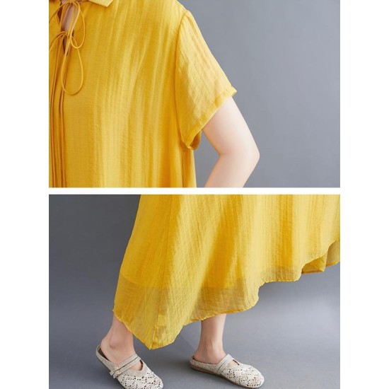 Original Solid Lapel Frenum Dress Original Solid Lapel Frenum Dress