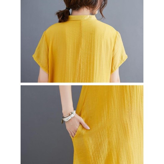 Original Solid Lapel Frenum Dress Original Solid Lapel Frenum Dress