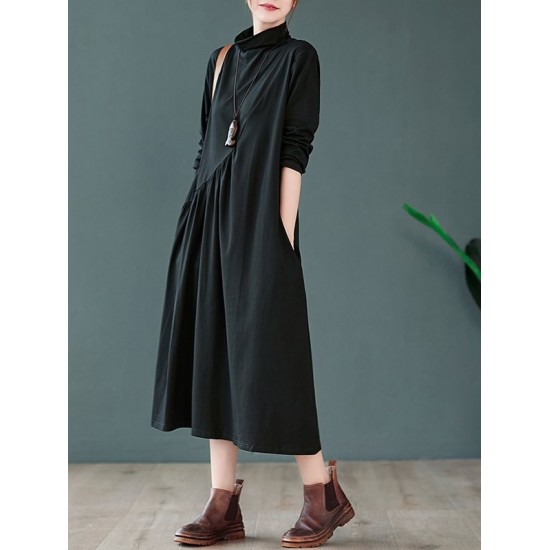 Original Solid High-Neck Knitting Dress Original Solid High-Neck Knitting Dress