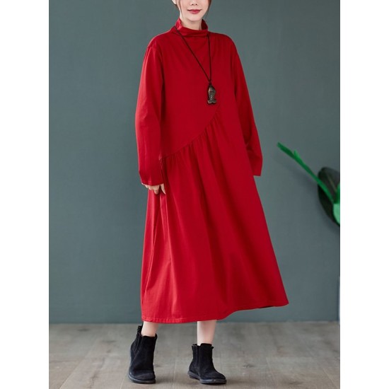 Original Solid High-Neck Knitting Dress Original Solid High-Neck Knitting Dress