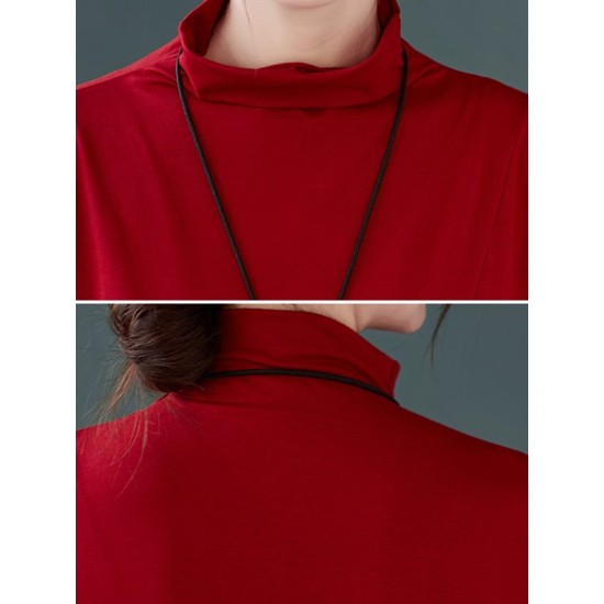 Original Solid High-Neck Knitting Dress Original Solid High-Neck Knitting Dress
