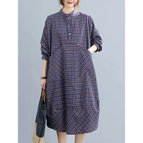 Vintage Plaid Irregularity Shirt Dresses Vintage Plaid Irregularity Shirt Dresses