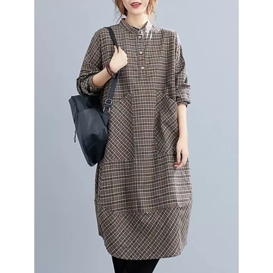 Vintage Plaid Irregularity Shirt Dresses Vintage Plaid Irregularity Shirt Dresses