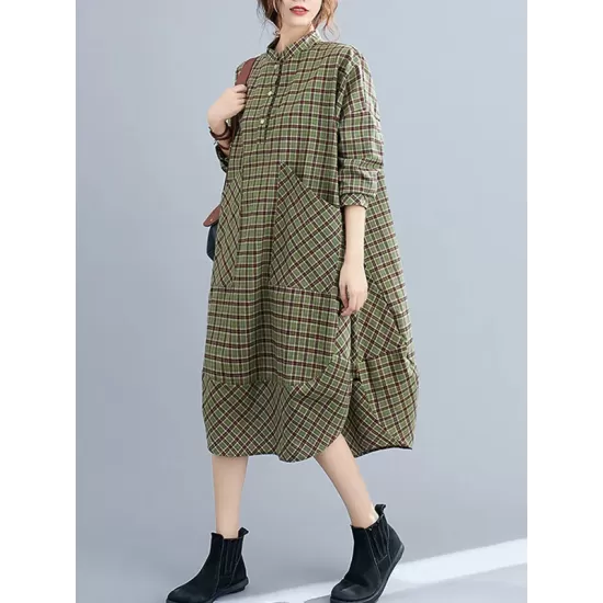 Vintage Plaid Irregularity Shirt Dresses Vintage Plaid Irregularity Shirt Dresses