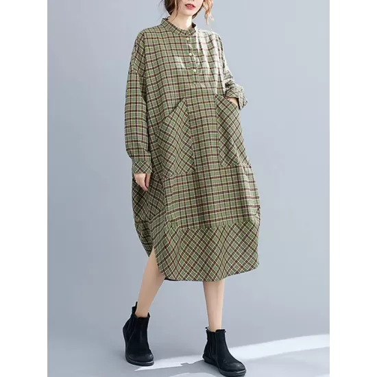 Vintage Plaid Irregularity Shirt Dresses Vintage Plaid Irregularity Shirt Dresses