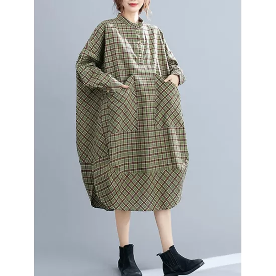 Vintage Plaid Irregularity Shirt Dresses Vintage Plaid Irregularity Shirt Dresses
