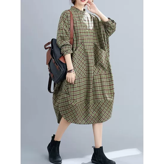 Vintage Plaid Irregularity Shirt Dresses Vintage Plaid Irregularity Shirt Dresses