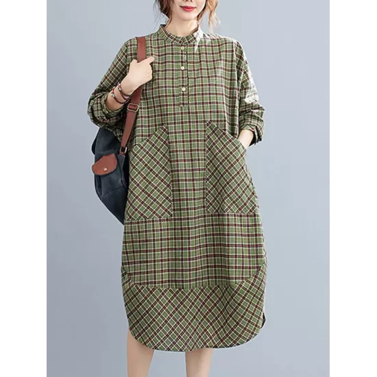 Vintage Plaid Irregularity Shirt Dresses Vintage Plaid Irregularity Shirt Dresses