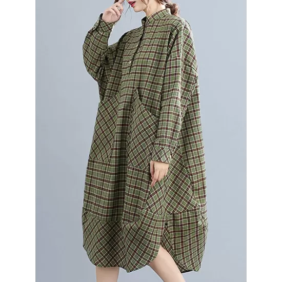 Vintage Plaid Irregularity Shirt Dresses Vintage Plaid Irregularity Shirt Dresses