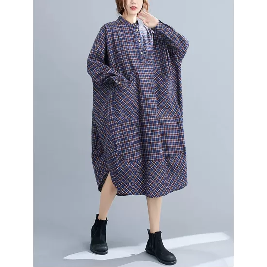 Vintage Plaid Irregularity Shirt Dresses Vintage Plaid Irregularity Shirt Dresses